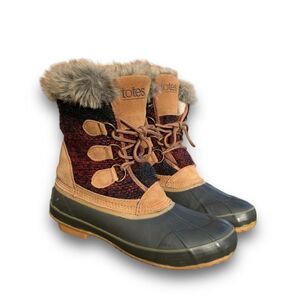 Totes Lynn Winter Duck Boots Waterproof Faux Fur Snow Insulated Women’s size 9